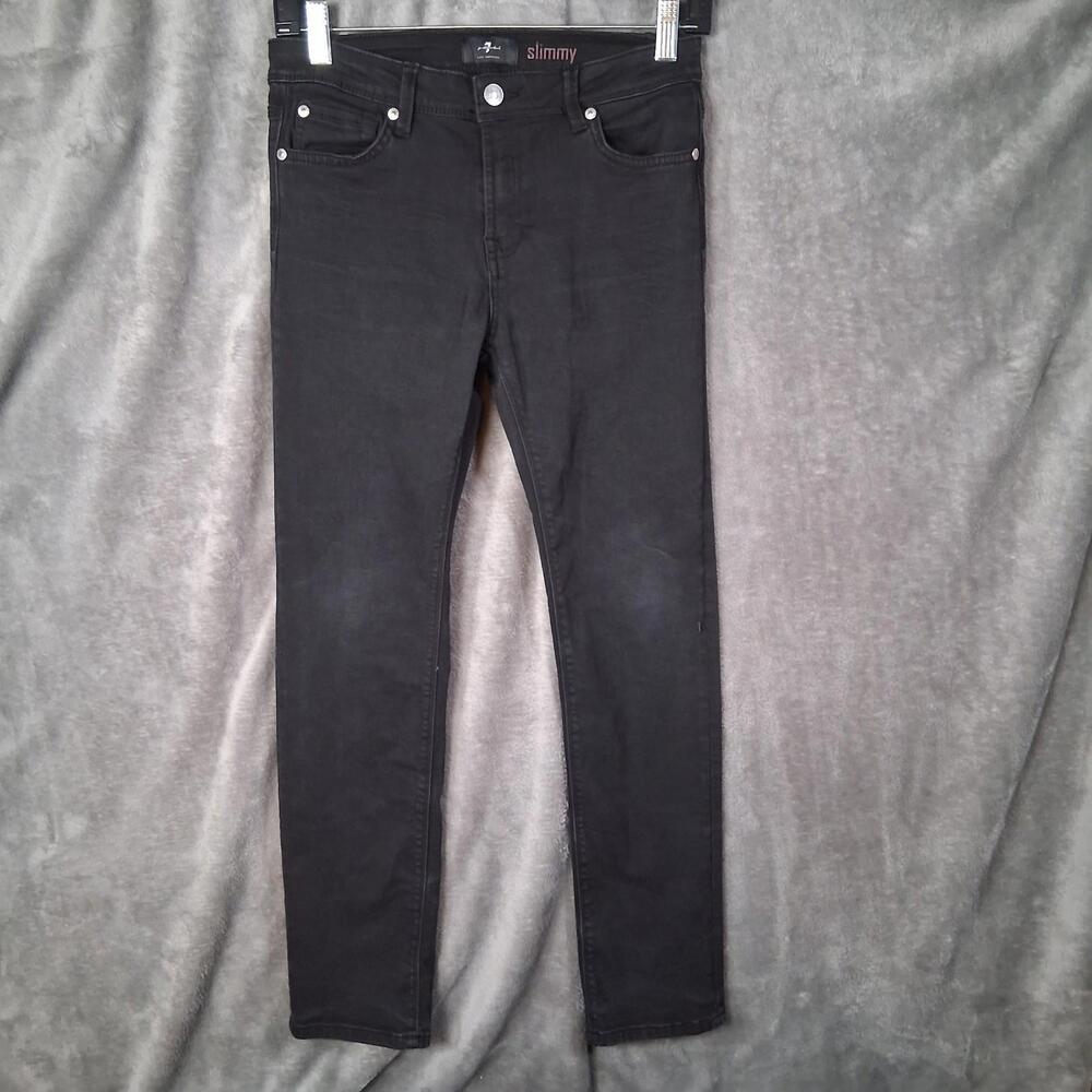 Women's 7 For All Mankind‎ Slimmy Jeans Size 14 Black 26x27